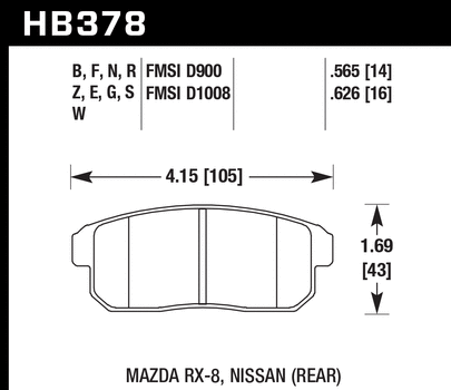 Hawk Performance DTC-60 Rear Brake Pad Sets - 2004-2011 Mazda RX-8 ...