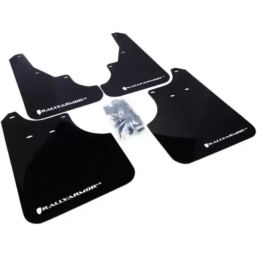 Rally Armor Urethane Mud Flaps - 2009-2013 Subaru Forester - Black w/ White Logo - CLEARANCE